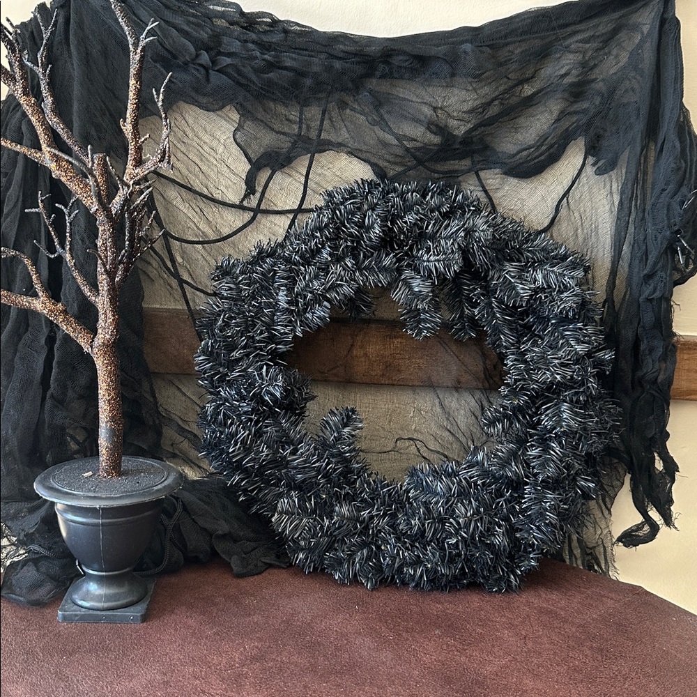 Target Black Halloween Wreath and Tree Decor
